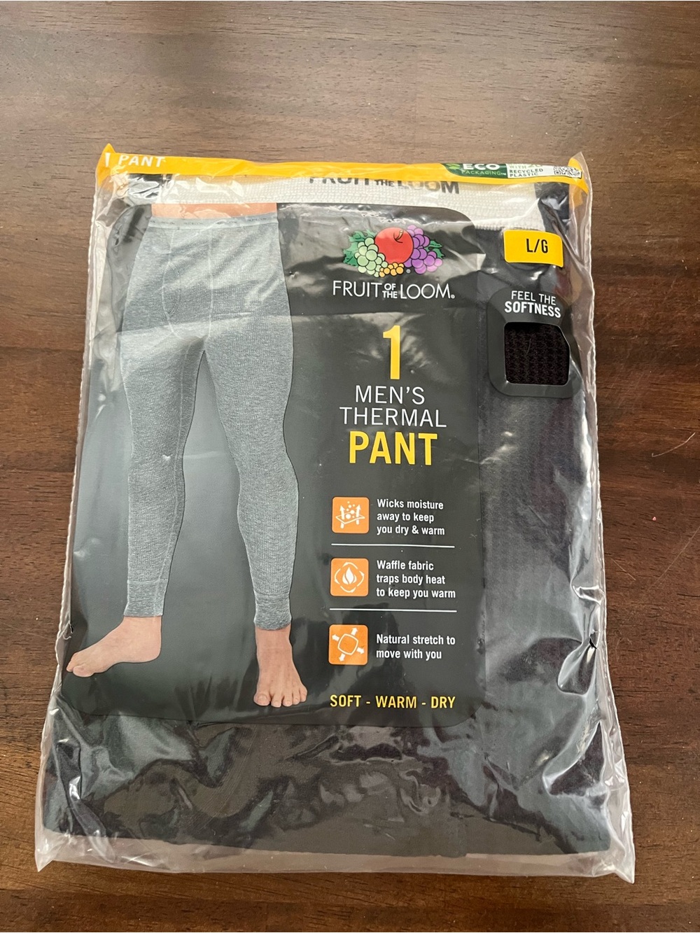 Fruit of the Loom Men’s Thermal Pant - Black LARGE